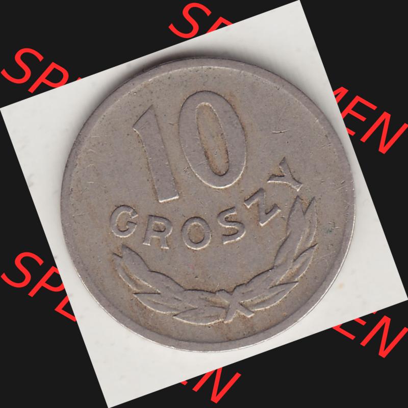 Münzen Polen KMS, Kursmünzensatz 1949-1949, Republik Polen 10 Groszy, Groschen, Kupfer 1949-1. Rückseite mit Wert-Zahl / Wert-Angabe einer polnischen Münzen... Sammlung