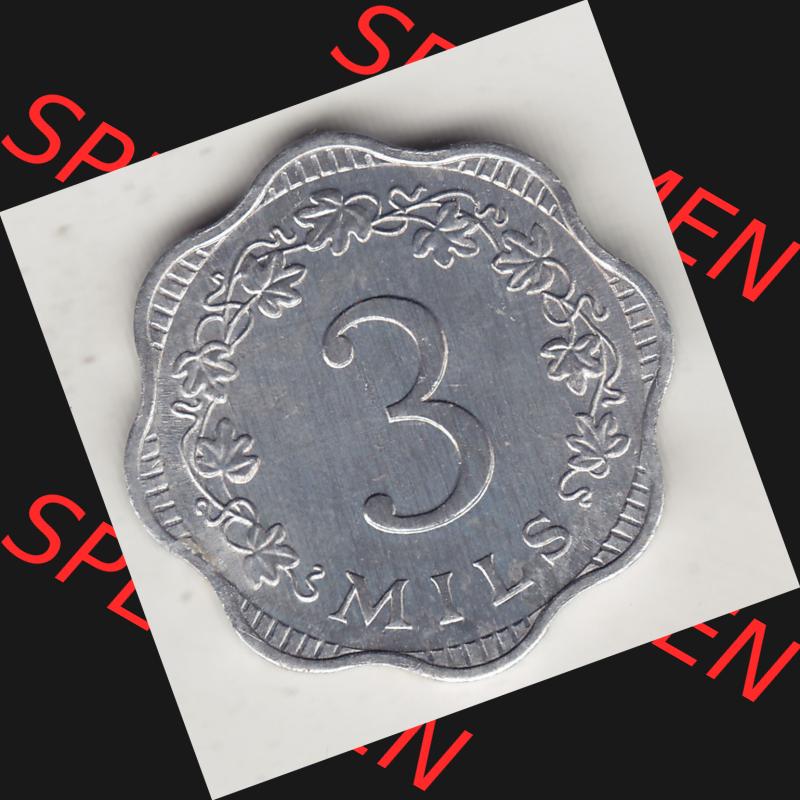 Bildmaterial Münzensatz / KMS 1972 aus Malta 1972-2006, 3 Mils 1972-1, MALTA 3 MILS. Rückseite als Einzelansicht einer Umlaufmünze aus 1972 Malta, Münze... Sammlung