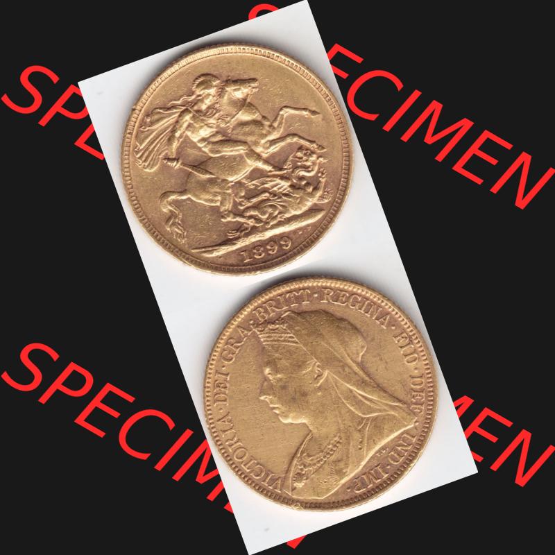 Alte Goldmünzen Großbritannien Gold-Münze 1893-1901, 1 Pfund Sovereign 1899. Vorderseite und Rückseite horizontal auf einen digitalen Bild der alten britischen Goldmünze... Sammlung