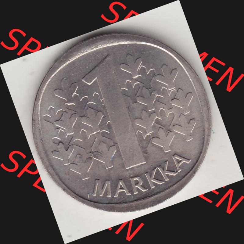 Alte Münzen KMS Finnland, Kursmünzensatz 1978 in Stempelglanz 1969-1993, 1 finnische Mark, Markka 1978-1. Rückseite mit Wert-Zahl bzw. Nennwert einer Münze... Sammlung