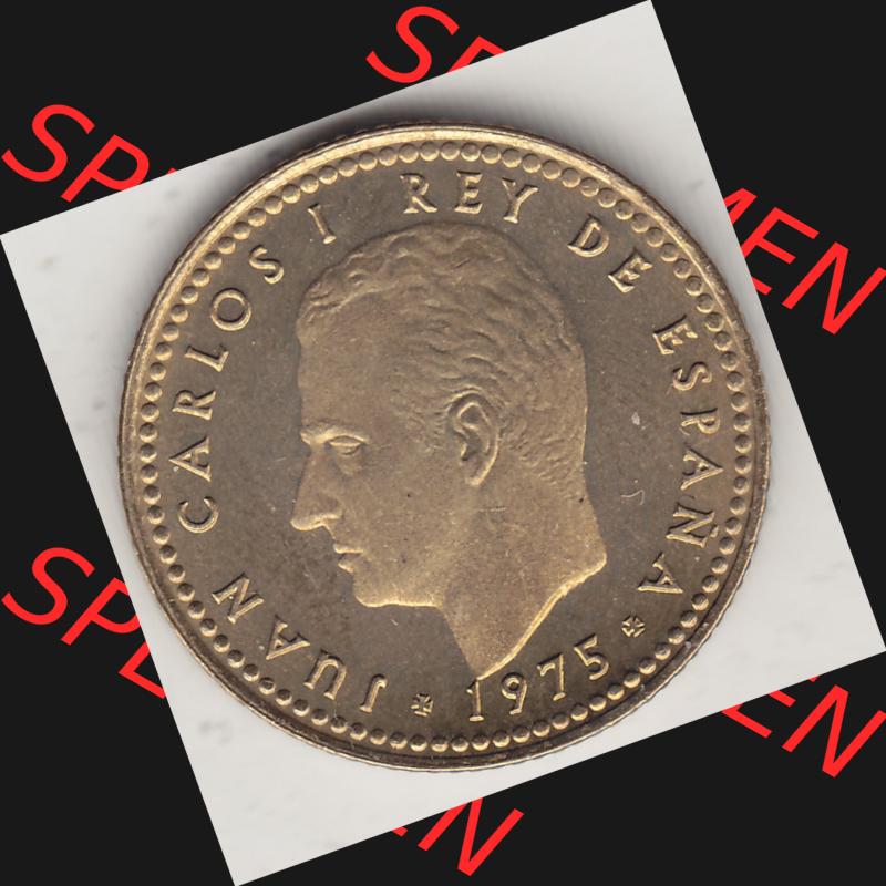 Alte Münzen KMS Spanien Madrid, Kursmünzensatz 1975, in Stempelglanz 1975-1979, 1 Una Peseta 1976-1, JUAN CARLOS I REY DE ESPAÑA. Vorderseite der Peseten... Sammlung
