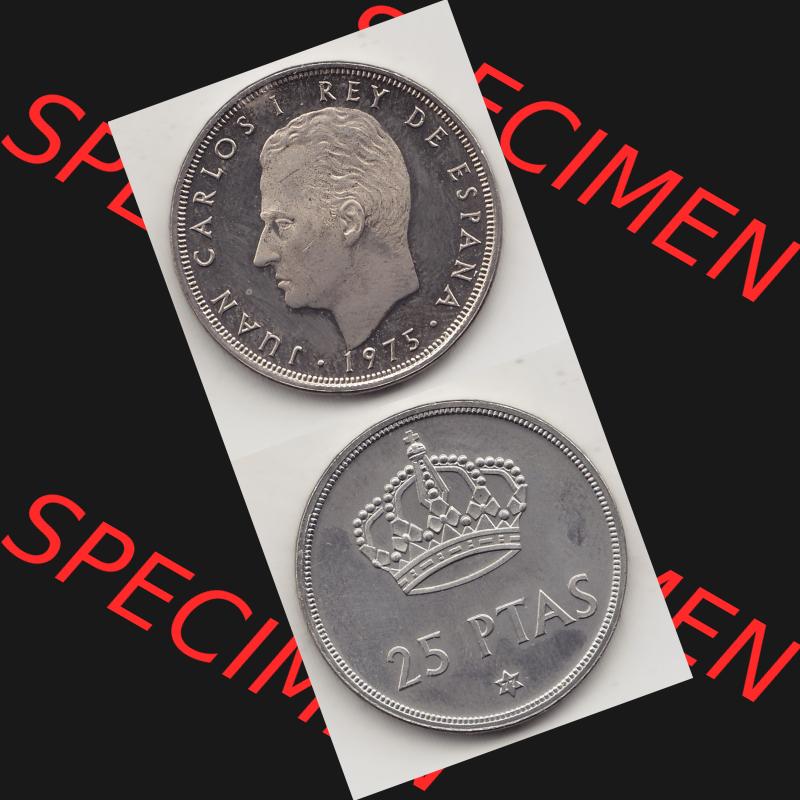 Alte Münzen KMS Spanien Madrid, Kursmünzensatz 1977, in Stempelglanz Spanien / Espana 1975-1980, 25 PTAS Peseten, 1977-1. Vorderseite und Rückseite mit... Sammlung