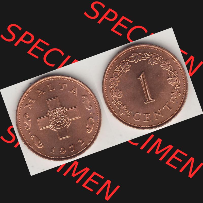 Bildmaterial Münzensatz / KMS 1972 aus Malta 1972-1982, 1 Cent 1972-1, MALTA 1 CENT. Vorderseite und Rückseite als horizontales Bildmaterial für Computer-Grafiker... Sammlung