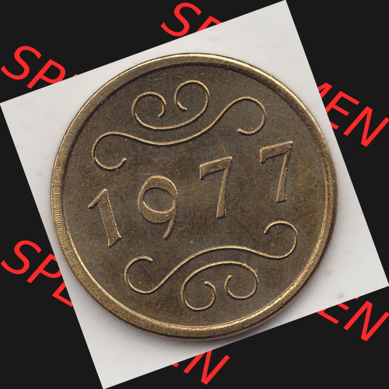 Alte Münzen KMS Niederlande, Kursmünzensatz 1977, 1977-1977, Medaille aus Kursmünzensatz 1977. Rückseite mit Wert-Zahl bzw. Nennwert einer Münze... Sammlung