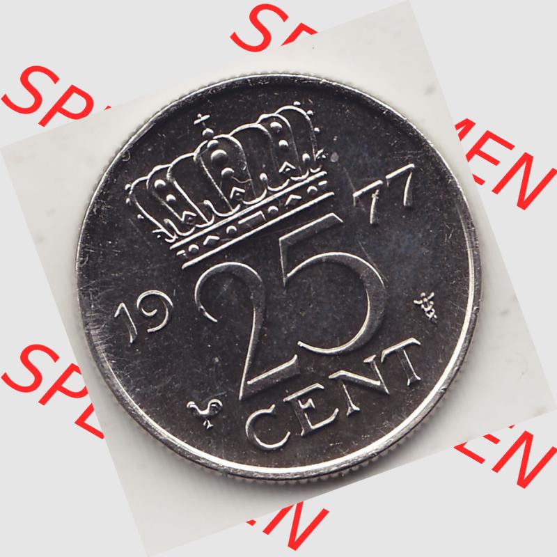 Alte Münzen KMS Niederlande, Kursmünzensatz 1977, 1950-1980, 25 Cent, 1977-1 JULIANA KONINGIN DER NEDERLANDEN. Rückseite mit Wert-Zahl bzw. Nennwert... Sammlung