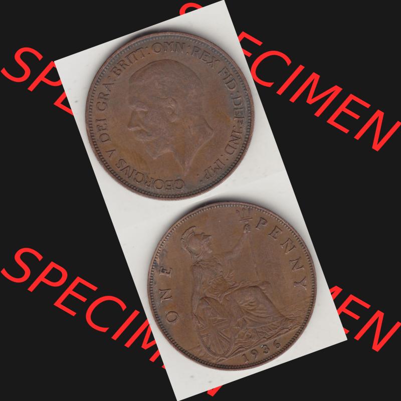 Münzen Großbritannien Umlaufmünze 1928-1936, 1 One Penny, 1936-3, George V. BM GEORGIVS V DEI GRABRITTOMNREX FIDDEFINDIMP. Vorderseite und Rückseite... Sammlung