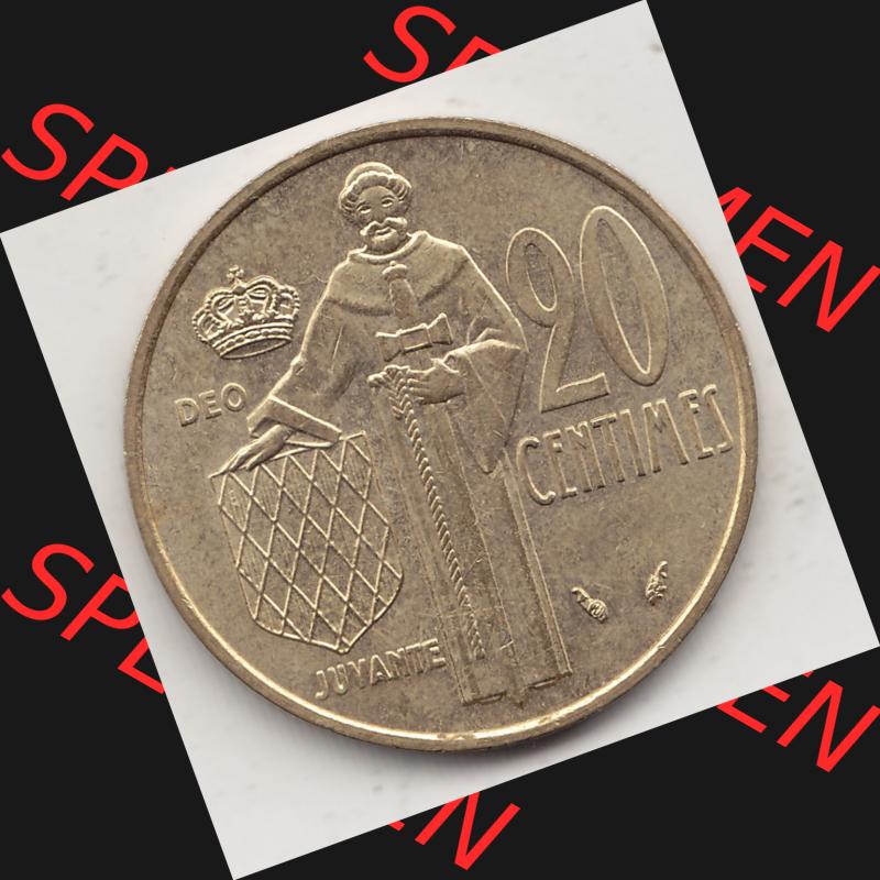 Alte Münzen Monaco Umlaufmünze Einzelansicht 1962-1995, 20 Centimes, Cent 1979-1, RAINIER III PRINCE DE MONACO SIMON, 20 CENTIMES DEO JUVANTE. Rückseite auf... Sammlung