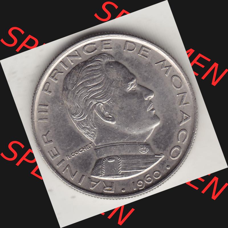 Alte Münzen Monaco Umlaufmünze Einzelansicht 1960-1995, 1 Franken, Francs 1960-1, RAINIER III PRINCE DE MONACO R. COCHET, 1 FR DEO JUVANTE. Vorderseite der... Sammlung