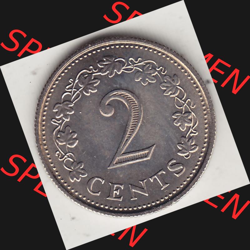 Bildmaterial Münzensatz / KMS 1972 aus Malta 1972-1982, 2 Cent 1972-1, MALTA 2 CENTS. Rückseite als Einzelansicht einer Umlaufmünze aus 1972 Malta, Münze... Sammlung
