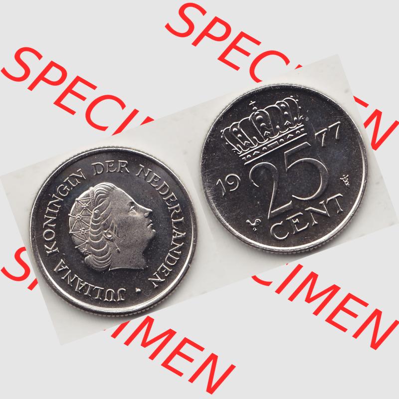Alte Münzen KMS Niederlande, Kursmünzensatz 1977, 1950-1980, 25 Cent, 1977-1 JULIANA KONINGIN DER NEDERLANDEN. Digitales Bild / Bildmaterial mit Vorderseite... Sammlung