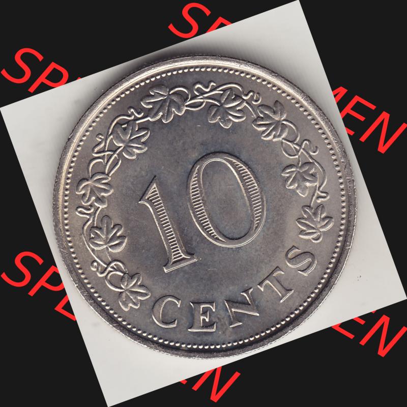 Bildmaterial Münzensatz / KMS 1972 aus Malta 1972-1981, 10 Cent 1972-1, MALTA 10 CENTS. Rückseite als Einzelansicht einer Umlaufmünze aus 1972 Malta, Münze... Sammlung