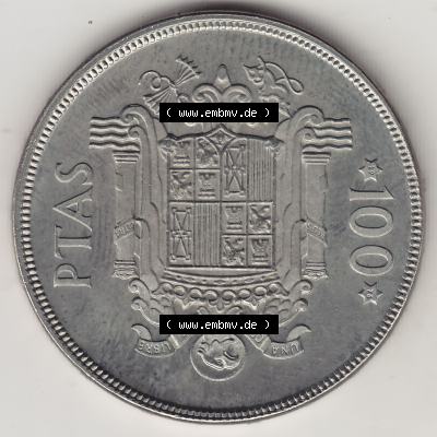 Alte Münzen KMS Spanien Madrid, Kursmünzensatz 1975, in Stempelglanz 1975-1979, 100 Peseten 1976-1, JUAN CARLOS I REY DE ESPAÑA. Rückseite mit Wert-Zahl... Sammlung