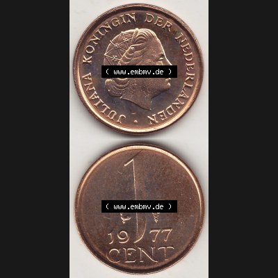 Alte Münzen KMS Niederlande, Kursmünzensatz 1977, 1950-1980, 1 Cent, 1977-1, JULIANA KONINGIN DER NEDERLANDEN. Digitales Bild / Bildmaterial für... Sammlung