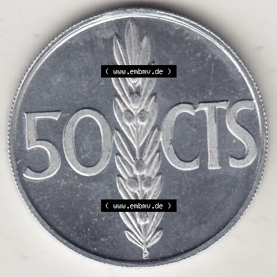 Alte Münzen KMS Spanien Madrid, Kursmünzensatz 1975, in Stempelglanz 1975-1979, 50 Centimos 1976-1, JUAN CARLOS I REY DE ESPAÑA. Rückseite mit Wert-Zahl... Sammlung