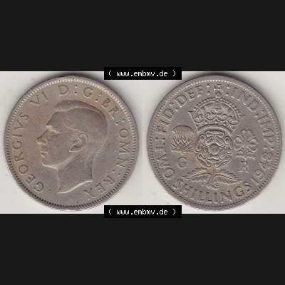 Alte Münzen Großbritannien Umlaufmünze 1947-1948, 2 Schilling-Florin, Two Shillings, 1948-6, George VI, GEORGIVS VI D G BR OMN REX, FID DEF IND IMP,... Sammlung