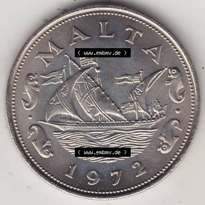 Bildmaterial Münzensatz / KMS 1972 aus Malta 1972-1981, 10 Cent 1972-1, MALTA 10 CENTS. Vorderseite einer Umlaufmünze aus 1972 Malta, Münze aus offiziellen Kursmünzensatz... Sammlung