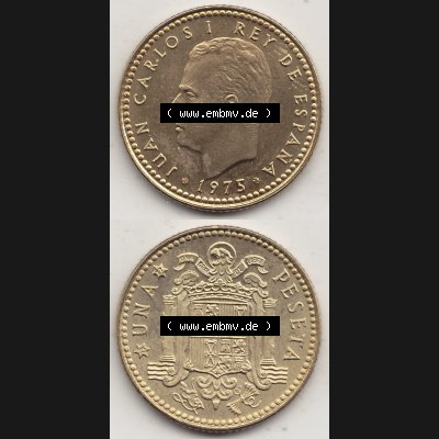 Alte Münzen KMS Spanien Madrid, Kursmünzensatz 1977, in Stempelglanz Spanien / Espana 1975-1980, 1 PTA UNA Peseta, 1977-1. Vorderseite und Rückseite mit... Sammlung