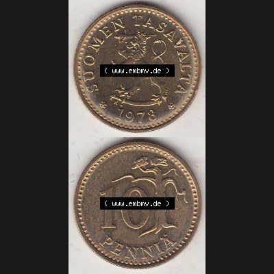 Alte Münzen KMS Finnland, Kursmünzensatz 1978 in Stempelglanz 1963-1982, 10 Penny, 1978-1. Digitales Bild / Bildmaterial für IPhone und Mobil-Geräte mit... Sammlung