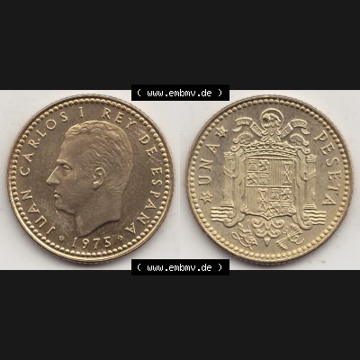 Alte Münzen KMS Spanien Madrid, Kursmünzensatz 1977, in Stempelglanz Spanien / Espana 1975-1980, 1 PTA UNA Peseta, 1977-1. Vorderseite und Rückseite mit... Sammlung