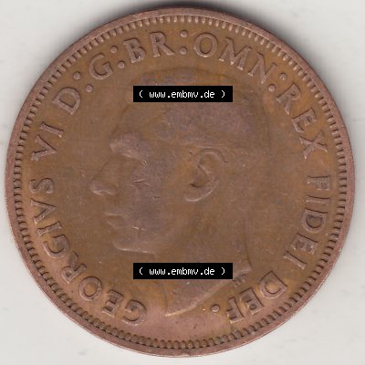 Alte Münzen Großbritannien Umlaufmünze 1949-1952, Half Penny, 1949-1, George VI, HALF PENNY HP, Segelschiff. Vorderseite der alten britischen Münze... Sammlung