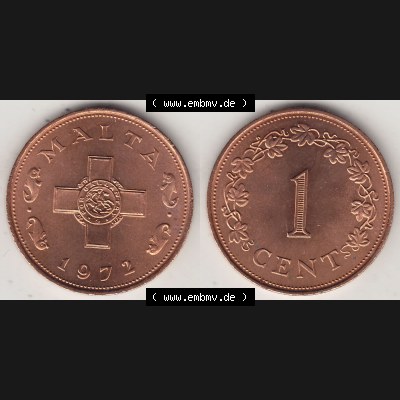 Bildmaterial Münzensatz / KMS 1972 aus Malta 1972-1982, 1 Cent 1972-1, MALTA 1 CENT. Vorderseite und Rückseite als horizontales Bildmaterial für Computer-Grafiker... Sammlung