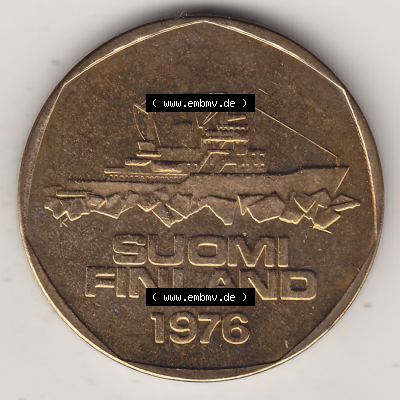 Alte Münzen KMS Finnland, Kursmünzensatz 1976 in Stempelglanz 1972-1978, 5 Finnische Mark, Markkaa 1976-1, SUOMI FINLAND. Vorderseite einer Münze aus KMS /... Sammlung