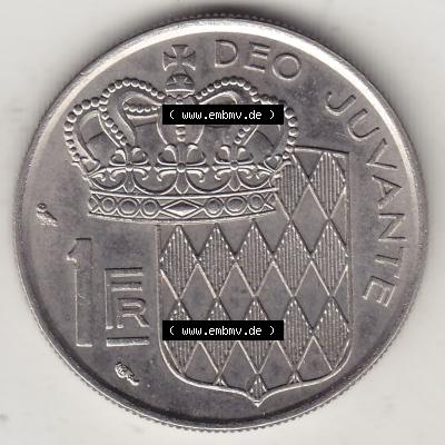 Alte Münzen Monaco Umlaufmünze Einzelansicht 1960-1995, 1 Franken, Francs 1960-1, RAINIER III PRINCE DE MONACO R. COCHET, 1 FR DEO JUVANTE. Rückseite... Sammlung