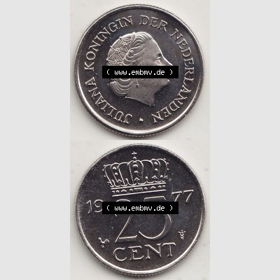 Alte Münzen KMS Niederlande, Kursmünzensatz 1977, 1950-1980, 25 Cent, 1977-1 JULIANA KONINGIN DER NEDERLANDEN. Digitales Bild / Bildmaterial für IPhone... Sammlung
