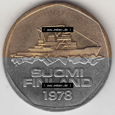 Alte Münzen KMS Finnland, Kursmünzensatz 1978 in Stempelglanz 1972-1978, 5 finnische Mark, Markkaa, 1978 (Stück 1). Vorderseite... Sammlung