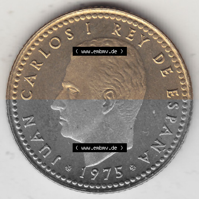 Alte Münzen KMS Spanien Madrid, Kursmünzensatz 1975, in Stempelglanz 1975-1979, 1 Una Peseta 1976 (Stück 1), JUAN CARLOS I... Sammlung