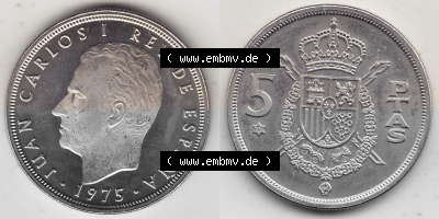 Stempelglanz Spanien / Espana 1975-1980, 5 PTAS Peseten, 1977 Sammlung