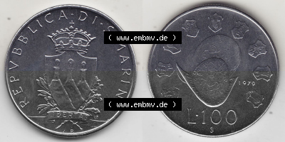 Bildmaterial Münzensatz / KMS 1979 aus San Marino 1979-1979, 100 Lire, J.P. LIBERTAS REPVBBLICA DI S. MARINO L.100. Vorderseite... Sammlung