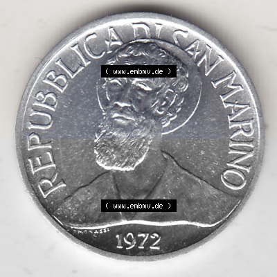 Bildmaterial Münzensatz / KMS 1972 aus San Marino 1972-1972, 1 Lira, Lire 1972, 1 LIRA MONASSI REPUBBLICA DI SAN MARINO. Vorderseite... Sammlung