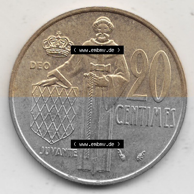 Alte Münzen Monaco Umlaufmünze Einzelansicht 1962-1995, 20 Centimes, Cent 1979 (Stück 1), RAINIER III PRINCE DE MONACO SIMON,... Sammlung