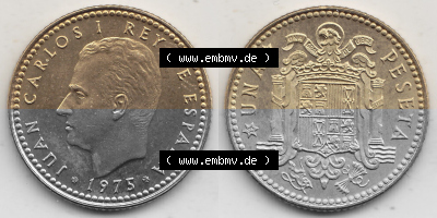 Stempelglanz Spanien / Espana 1975-1980, 1 PTA UNA Peseta, 1977 Sammlung
