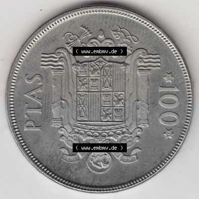 Alte Münzen KMS Spanien Madrid, Kursmünzensatz 1975, in Stempelglanz 1975-1979, 100 Peseten 1976 (Stück 1), JUAN CARLOS I REY... Sammlung