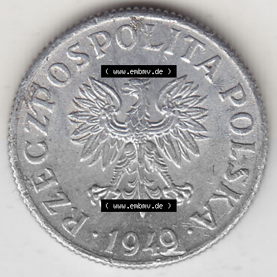 1949-1949, Republik Polen 2 Grosze, Groschen, Aluminium 1949 Sammlung