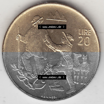 Bildmaterial Münzensatz / KMS 1972 aus San Marino 1972-1972, 20 Lire, 1972, MONASSI REPUBBLICA DI SAN MARINO. Rückseite als... Sammlung