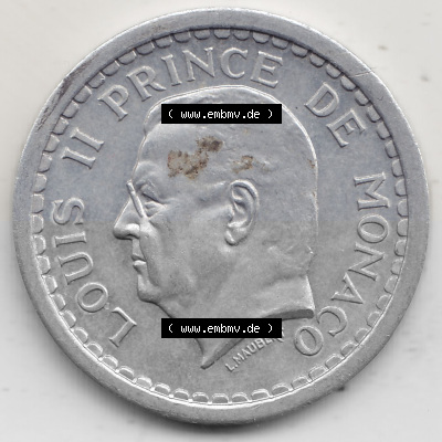 Alte Münzen Monaco Umlaufmünze Einzelansicht 1943-1943, 2 Franken 1943 (Stück 2), in Aluminium, LOUIS II PRINCE DE MONACO,... Sammlung