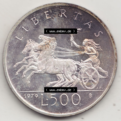 Bildmaterial Münzensatz / KMS 1979 aus San Marino 1979-1979, 500 Lire, Silbermünze J.P. REPVBBLICA DI SAN MARINO, 1979 J.P.... Sammlung