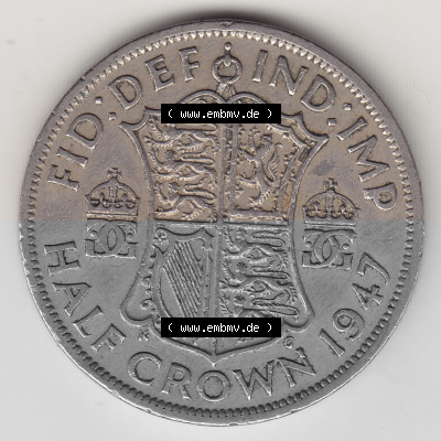 Alte Münzen Großbritannien Umlaufmünze 1947-1948, 1/2 Krone, Half Crown 1947 (Stück 1), George VI, FID DEF IND IMP HALF CROWN.... Sammlung