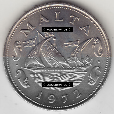 Bildmaterial Münzensatz / KMS 1972 aus Malta 1972-1981, 10 Cent 1972 (Stück 1), MALTA 10 CENTS. Vorderseite einer Umlaufmünze... Sammlung