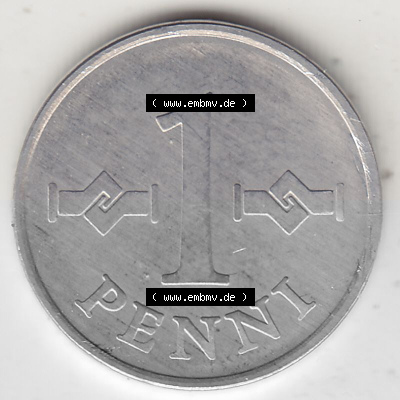 Alte Münzen KMS Finnland, Kursmünzensatz 1978 in Stempelglanz 1969-1979, 1 Penny, 1978 (Stück 1). Rückseite mit Wert-Zahl... Sammlung