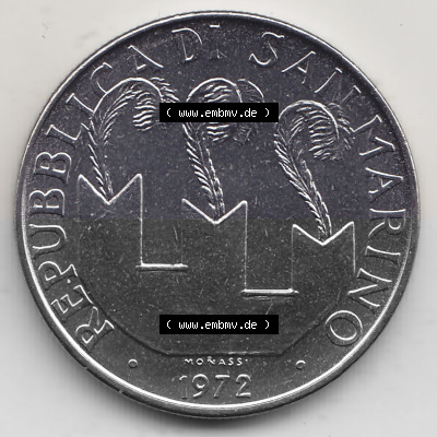 Bildmaterial Münzensatz / KMS 1972 aus San Marino 1972-1972, 50 Lire, 1972, MONASSI REPUBBLICA DI SAN MARINO 50 LIRE. Vorderseite... Sammlung
