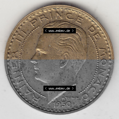 Alte Münzen Monaco Umlaufmünze Einzelansicht 1950-1951, 20 Franken - FRS, Francs, 1950 (Stück 1), P. TURIN RAINIER III PRINCE... Sammlung