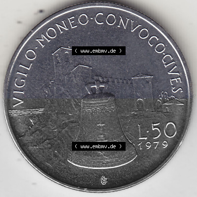 Bildmaterial Münzensatz / KMS 1979 aus San Marino 1979-1979, 50 Lire, J.P. LIBERTAS REPVBBLICA DI S. MARINO, L.50 VIGILO MONEO... Sammlung