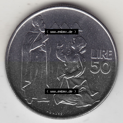 Bildmaterial Münzensatz / KMS 1972 aus San Marino 1972-1972, 50 Lire, 1972, MONASSI REPUBBLICA DI SAN MARINO 50 LIRE. Rückseite... Sammlung