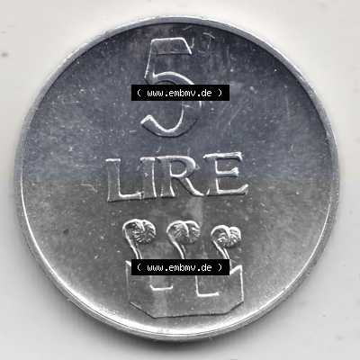 Bildmaterial Münzensatz / KMS 1972 aus San Marino 1972-1972, 5 Lire, 1972, LIRE MONASSI REPUBBLICA DI SAN MARINO. Rückseite... Sammlung