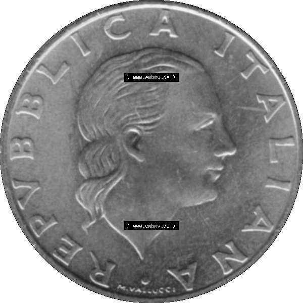 Grau bzw. s/w Bildmaterial einer Münze aus Italien / Italia als PNG-Grafik 1997-1997, 200 Lire Italienische Meeresliga 1997-01. Vorderseite einer alten italienischen 200 Lire Gedenkmünze,... Sammlung Graustufen