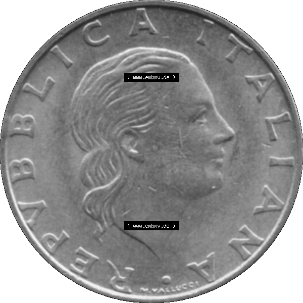 Grau bzw. s/w Bildmaterial einer Münze aus Italien / Italia als PNG-Grafik 1999-1999, 200 Lire Carabinieri, Schutz der Kunsterbe 1999-01. Vorderseite einer alten italienischen 200 Lire Gedenkmünze,... Sammlung Graustufen